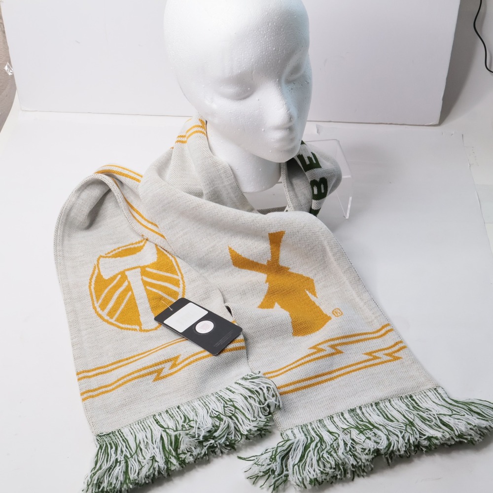 Dutch Bros Ruffneck Portland Timbers MLS Soccer Scarf White Green Yellow NEW